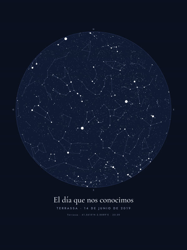 Mapa estelar personalizado, tamaño 30 × 40 cm · 12 × 16″