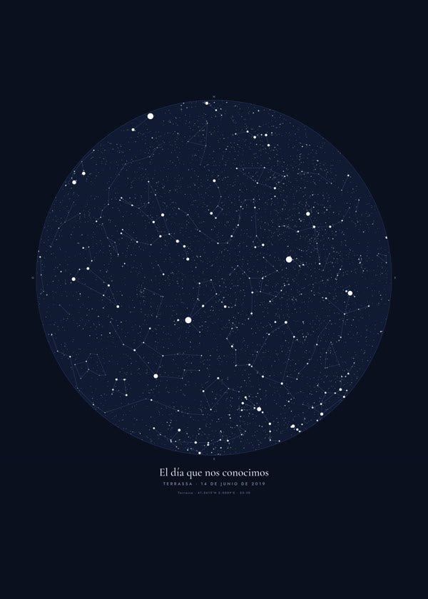 Mapa estelar personalizado, tamaño 50 × 70 cm · 20 × 28″